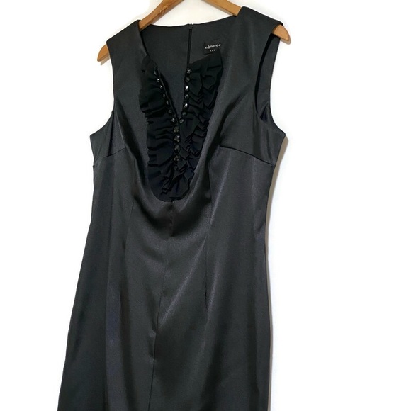 CONNECTED APPAREL SLEEVELESS RUFFLE BLACK DRESS SIZE 14 - Picture 2 of 6